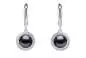 Mobile Preview: Eleganter schwarze Perlenohrringe hängend rund 9-9.5 mm, Zirkonia, Sich.verschluss 925er Silber, Gaura Pearls, Estland